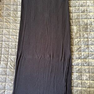Black Ribbed Midi Skirt